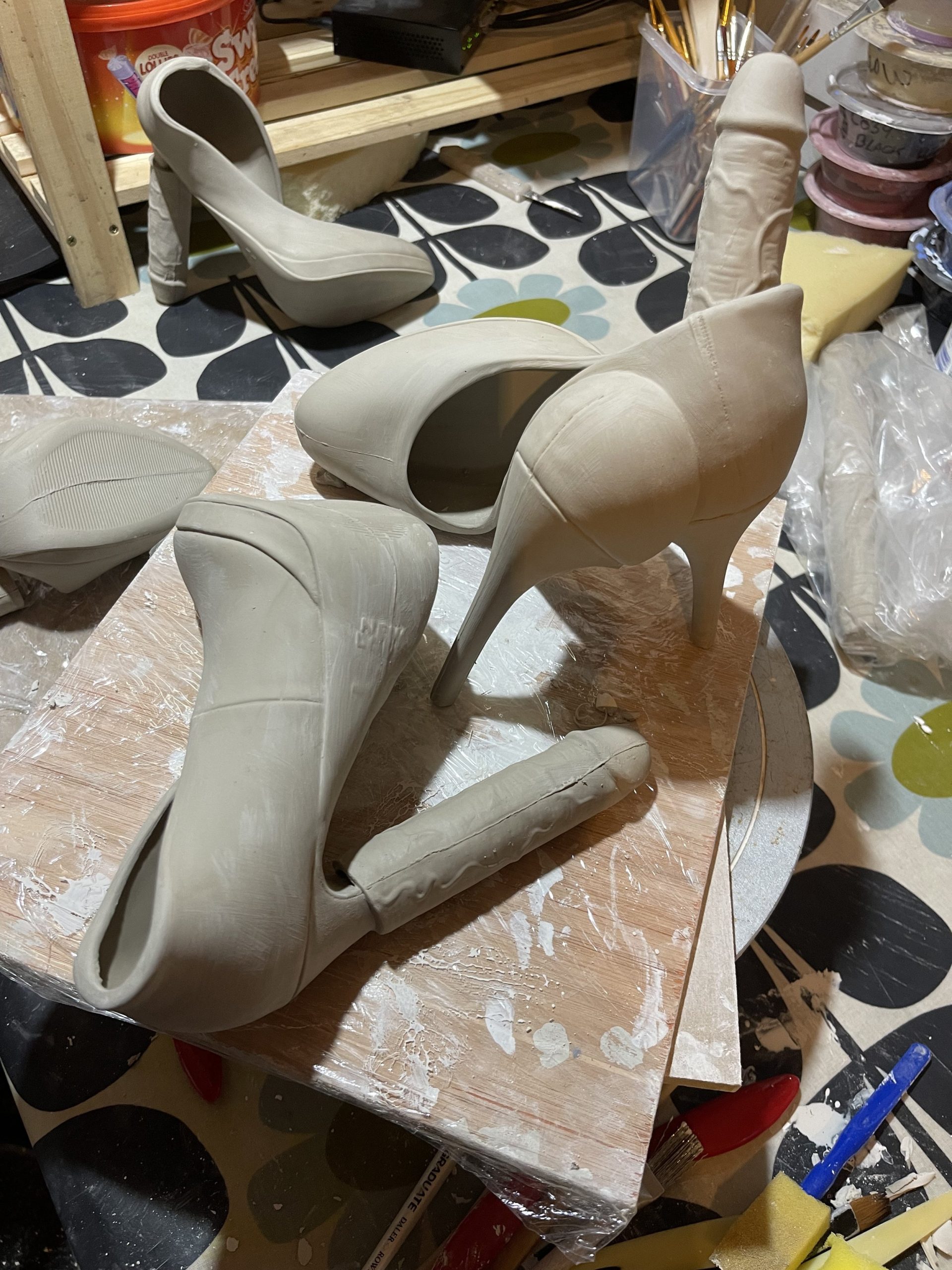  Experimenting with the penis mould and the shoe  