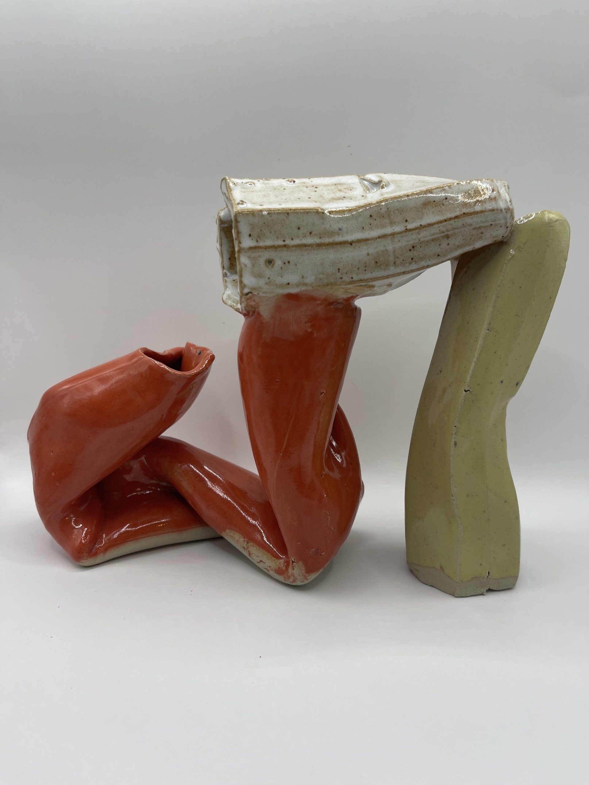  Extruded shapes melting into each other to be decorated with on glaze decals. 